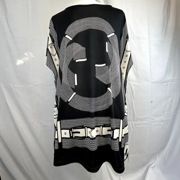 Women's Black & white dashiki African print top blouse flowy soft - Picture 2 of 5